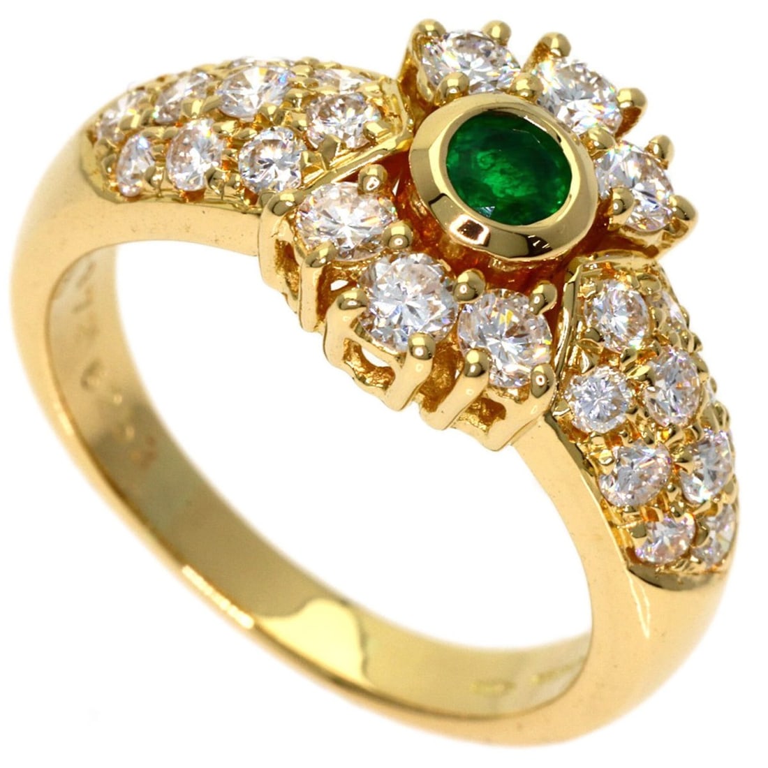 Boucheron Vintage Emerald Diamond Ring, 18K Yellow Gold, Women's.: --- Catalog ---Category: SizeJP Size: 14.5US Size: 7Category: DesignType: Band ringStone: Diamond, EmeraldGender: WomenMaterial: Yellow gold (18K)Category: GeneralBrand: Boucheron--- Item List ---Sect