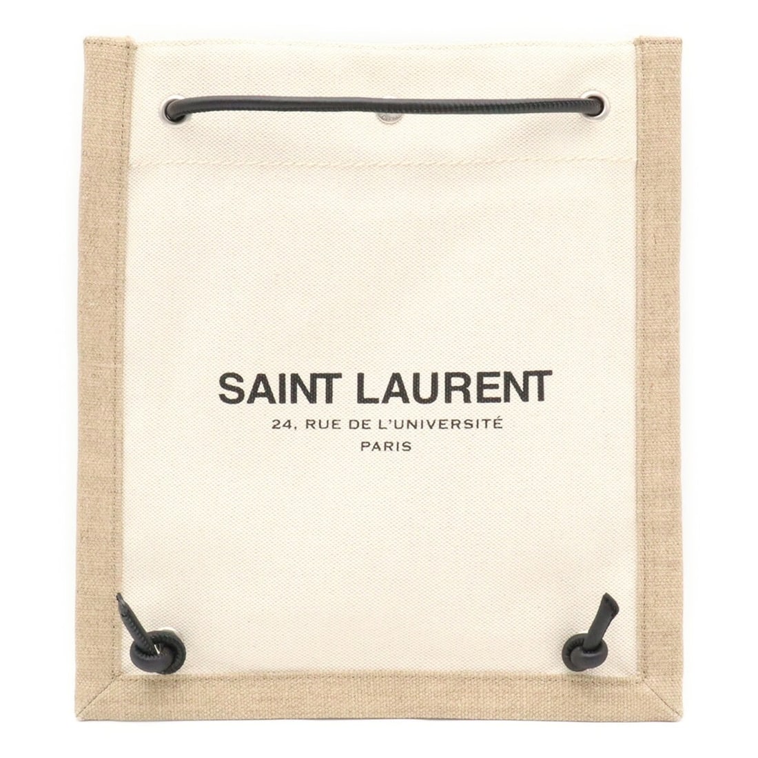 SAINT LAURENT PARIS Yves Saint Laurent University Flat Shoulder Bag Backpack Canvas Beige 710272: --- Catalog ---Category: SizeSize (HxWxD): 30cm x 27cm / 11.81'' x 10.62''Category: DesignType: Backpack, Shoulder bagColor: Beige, BlackGender: Women,MenMaterial: Canvas , Leather Category: GeneralBr