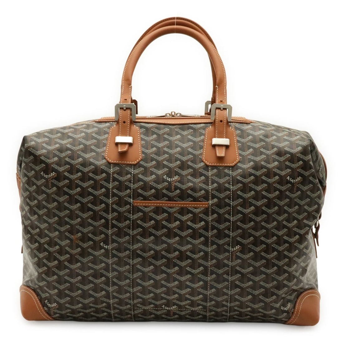 GOYARD Boeing 45 Boston Bag, Herringbone Pattern, Black/Brown: --- Catalog ---Category: SizeSize (HxWxD): 32cm x 44cm x 21cm / 12.59'' x 17.32'' x 8.26''Category: DesignType: Boston bagColor: Black, Brown, WhiteGender: Men,WomenMaterial: Coated canvas , Leather C
