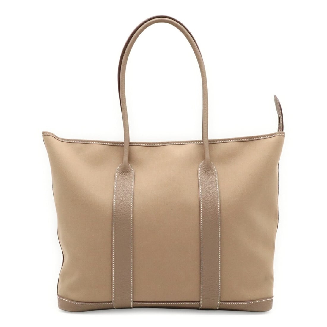 HERMES Garden Zip MM Tote Bag Shoulder Toile Officier Leather Etoupe Greige ?M Stamp (1 of 12)