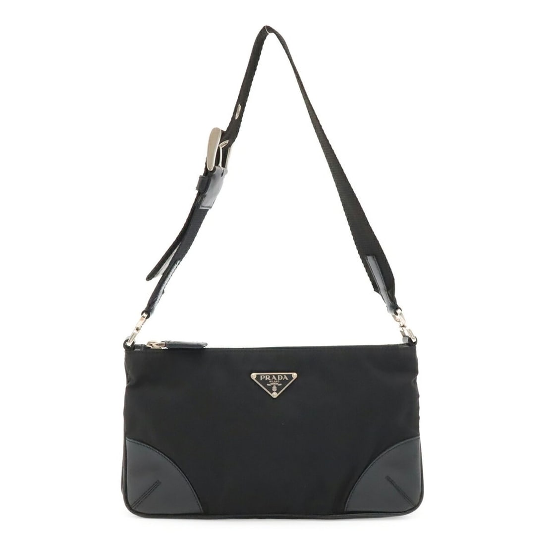 PRADA Triangle Tessuto Light Shoulder Bag, Nylon, Black (BR1061) (1 of 10)