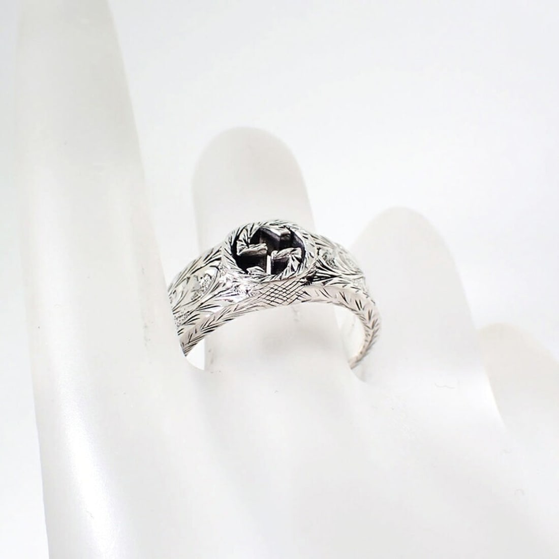 GUCCI 925 Interlocking G Ring, Size 16 - 8