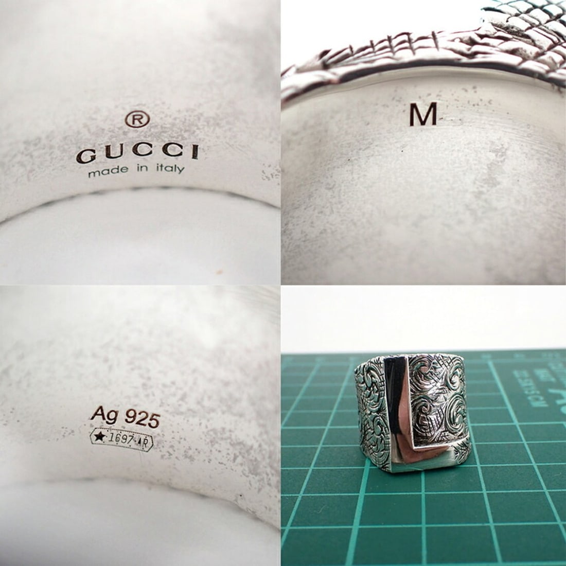 GUCCI 925 L Arabesque Ring, Size 16 - 10