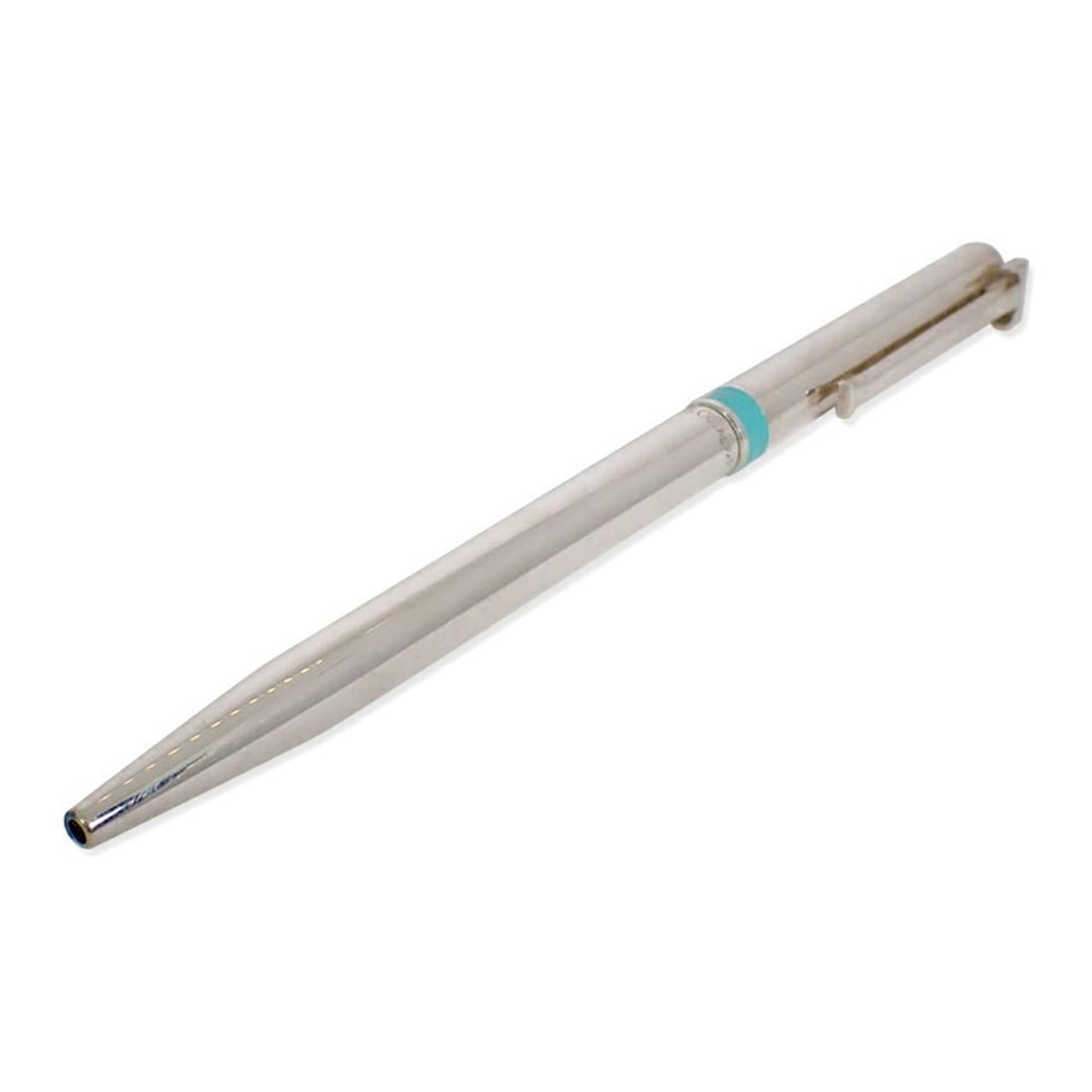 TIFFANY & Co. 925 T-Clip Blue Accent Band Twist Ballpoint Pen