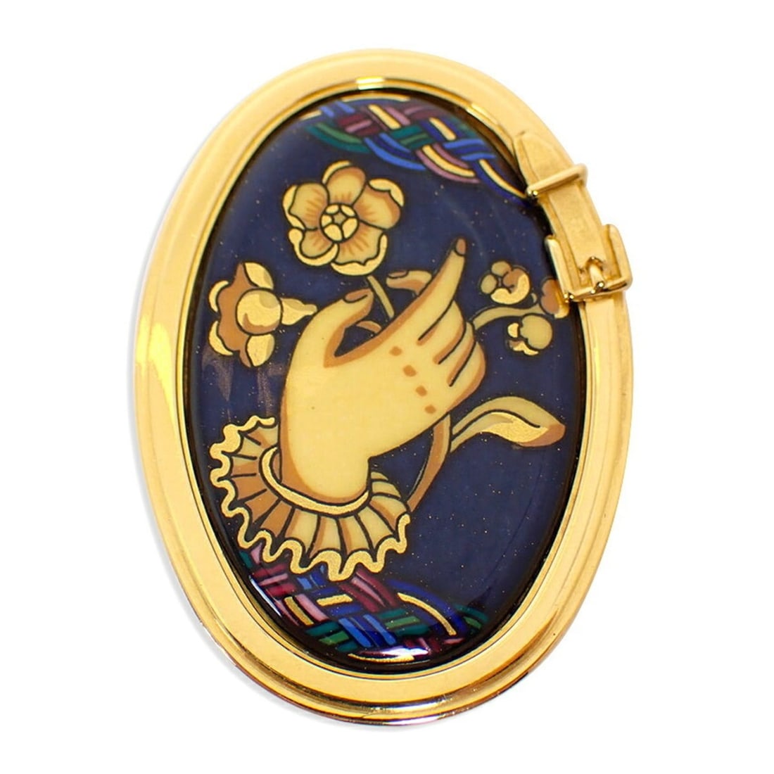 HERMES brooch: --- Catalog ---Category: SizeSize (HxWxD): 4.58cm x 3.14cm / 1.8'' x 1.23''Category: DesignType: BroochColor: GoldGender: WomenCategory: GeneralBrand: Hermes--- Item List ---Section: ConditionRanking: