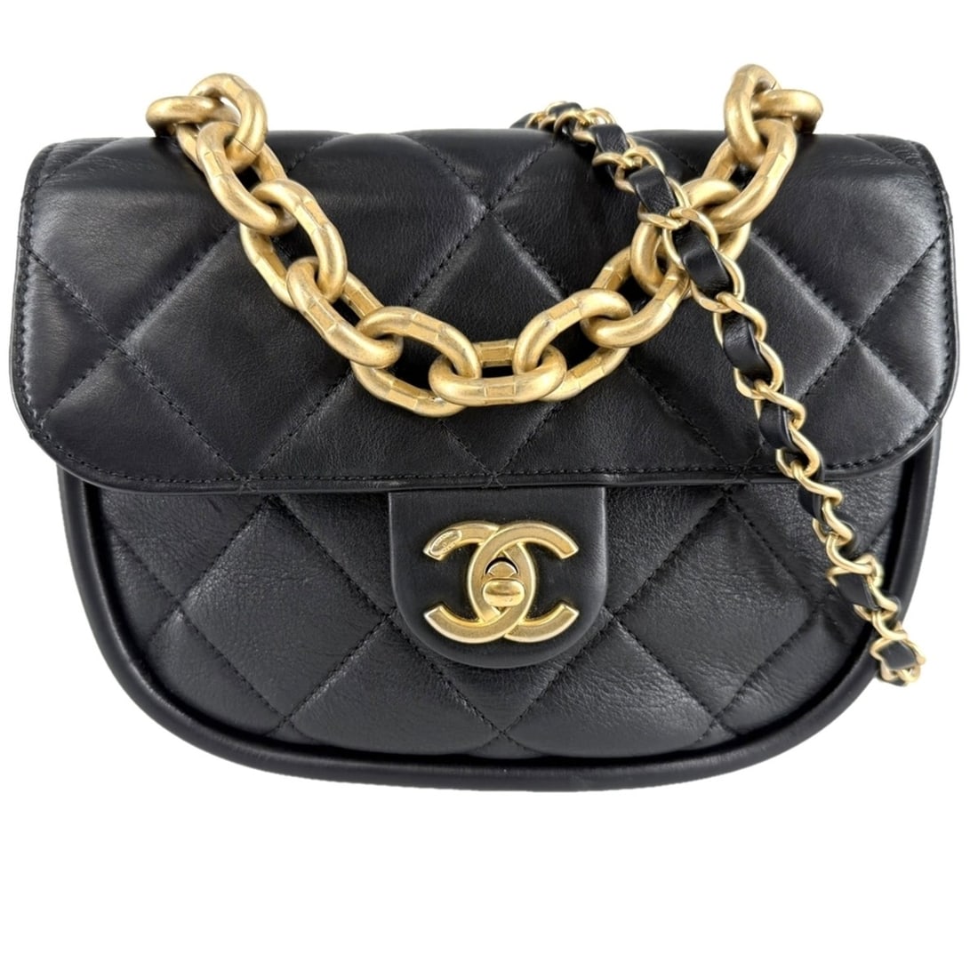 Chanel Women's Matelassé Handbag Chain Shoulder Bag Crossbody Coco Mark CHANEL Lambskin Black Gold: --- Catalog ---Category: SizeSize (HxWxD): 16cm x 18cm x 8cm / 6.29'' x 7.08'' x 3.14''Category: DesignType: Handbag, Shoulder bagColor: Black, WhiteGender: WomenMaterial: Leather Category: GeneralBra
