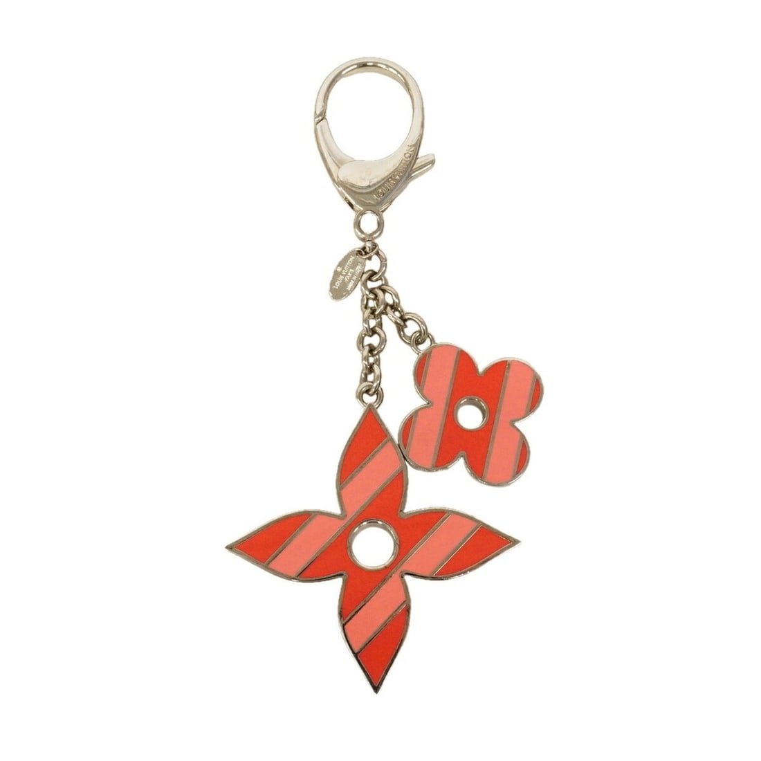 Louis Vuitton Keychain Charm Monogram Flower Portefeuille Chainne Sweet Stripe M67389 Red Pink