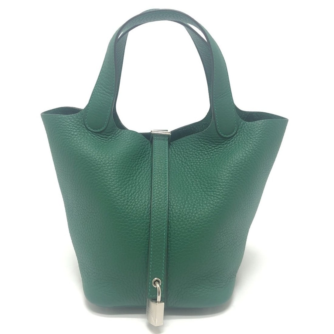 HERMES Picotin Lock PM 18 Bag Handbag Taurillon Clemence Leather Women's Vert Moyen x Silver: --- Catalog ---Category: SizeSize (HxWxD): 19.5cm x 18cm x 13.5cm / 7.67'' x 7.08'' x 5.31''Category: DesignType: HandbagColor: GreenGender: WomenMaterial: Taurillon clemence leather Category: General