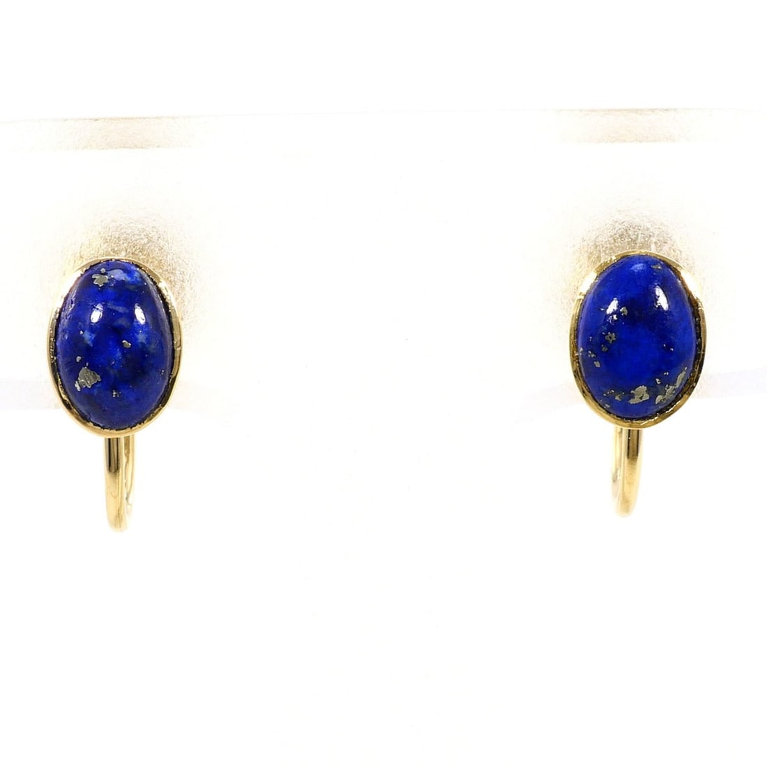 18K (18-karat) Yellow Gold Earrings with Lapis Lazuli, Total Weight 2.5g, Jewelry (1 of 20)