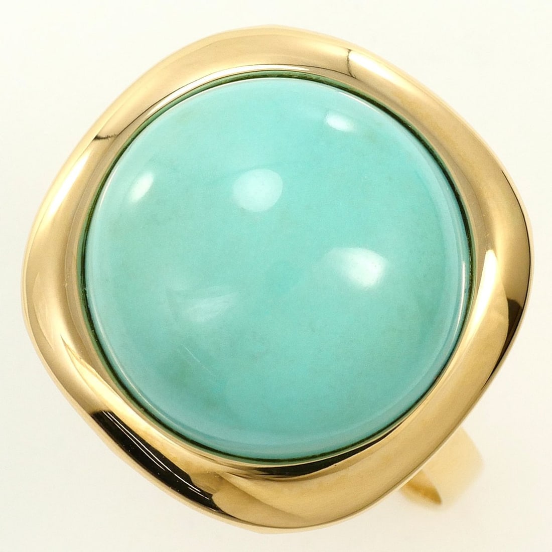 K14 14K YG Yellow Gold Ring, 1 Turquoise Stone, Total Weight 4.4g, Jewelry: --- Catalog ---Category: SizeWidth: 17mm / 0.67''Weight: 4.4g / 0.15oz.JP Size: 15.5US Size: 7.5Category: DesignType: Band ringColor: Yellow goldMetal: GoldStone: TurquoiseGender: WomenMaterial: Yello