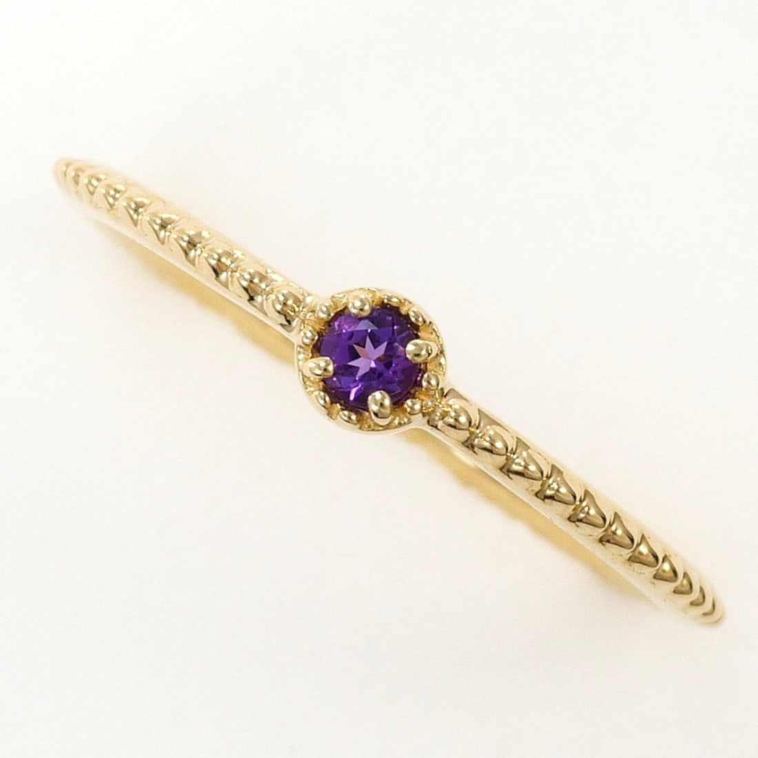 K10 10K YG Yellow Gold Ring with Amethyst, Total Weight 0.7g, Jewelry: --- Catalog ---Category: SizeWidth: 3mm / 0.12''Weight: 0.7g / 0.02oz.JP Size: 4.5US Size: 3Category: DesignType: Band ringColor: Yellow goldMetal: GoldStone: AmethystGender: WomenMaterial: Yellow gol