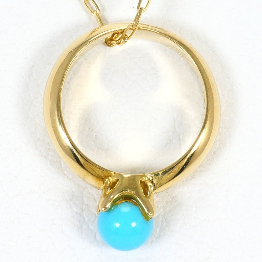 18K (18-karat) Yellow Gold Necklace with Turquoise, Total Weight 1.5g, 45cm, Jewelry: --- Catalog ---Category: SizeWeight: 1.5g / 0.05oz.Pendant Size: 12mm x 10mm / 0.47'' x 0.39''Neck Circumference: 45 cm / 17.71''Category: DesignColor: Yellow goldMetal: GoldStone: TurquoiseGender: Wo