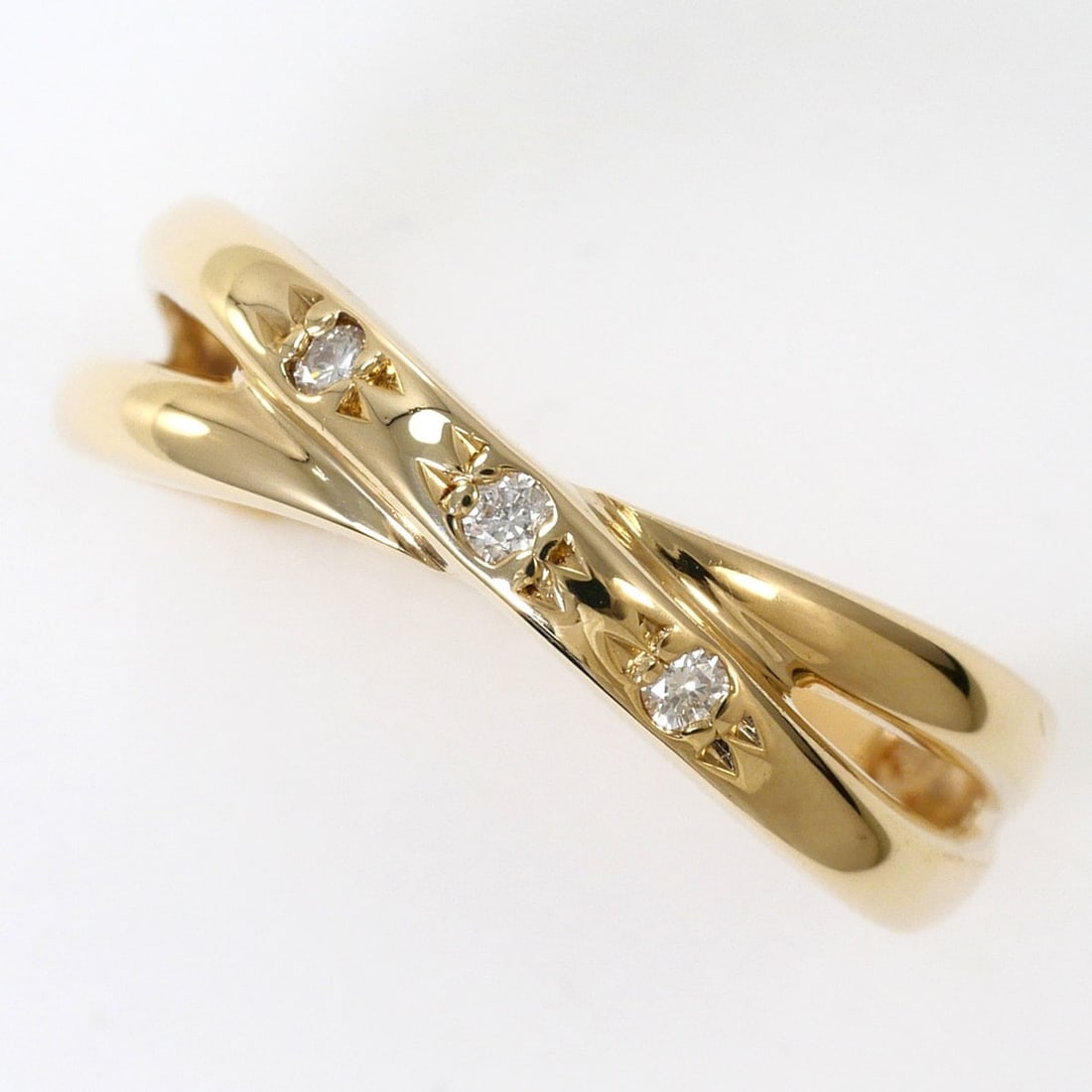 K10 10K YG Yellow Gold Ring with Diamond (carat weight not stamped), Total Weight 1.1g, Jewelry: --- Catalog ---Category: SizeWidth: 5mm / 0.2''Weight: 1.1g / 0.03oz.JP Size: 6US Size: 3.5Category: DesignType: Band ringColor: Yellow goldMetal: GoldStone: DiamondGender: WomenMaterial: Yellow gold 