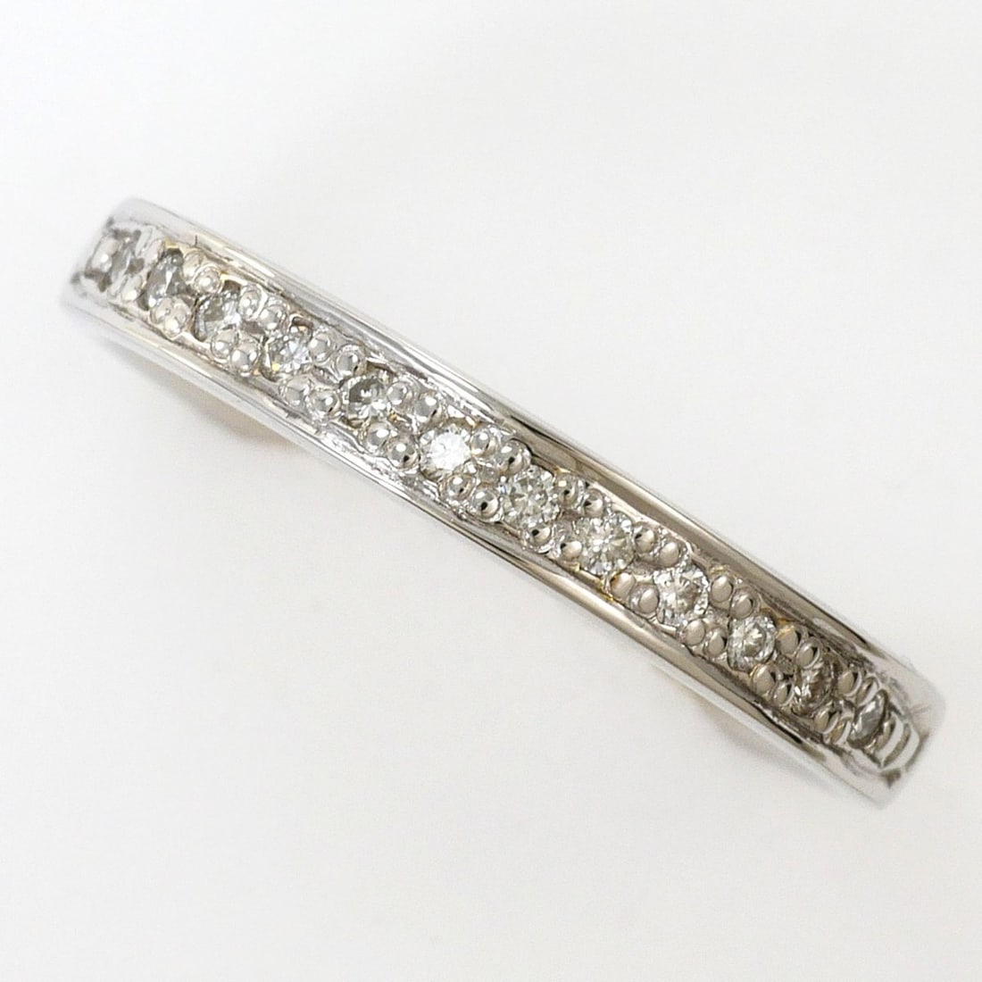 K10 10K WG White Gold Ring with 0.09ct Diamond, Total Weight 1.5g, Jewelry: --- Catalog ---Category: SizeWidth: 2mm / 0.08''Weight: 1.5g / 0.05oz.JP Size: 7US Size: 4Category: DesignType: Band ringColor: White goldMetal: White GoldStone: DiamondGender: WomenMaterial: White go