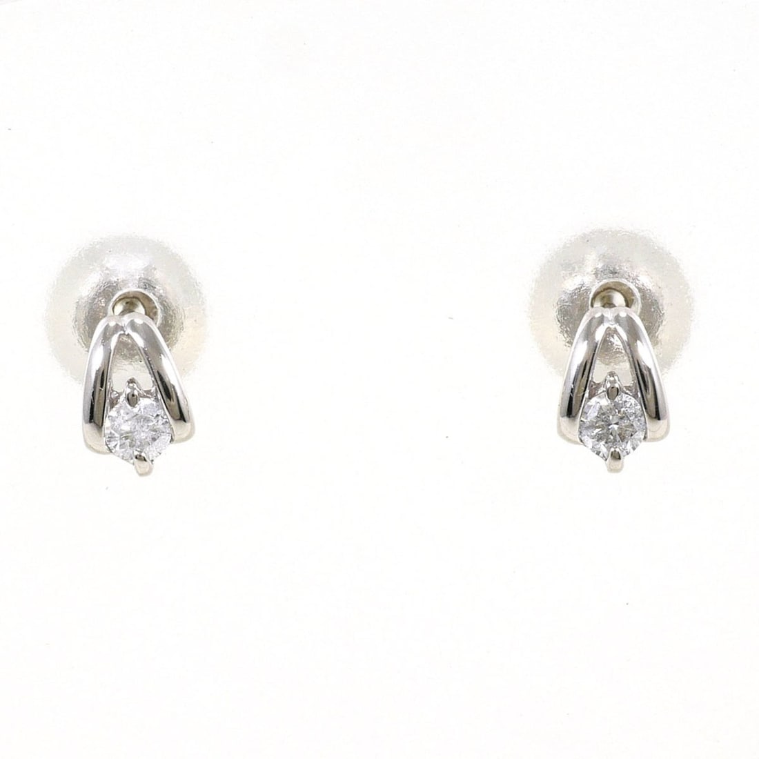 PT900 Platinum Earrings with 0.05ct Diamonds, Total Weight 0.6g, Jewelry (1 of 9)