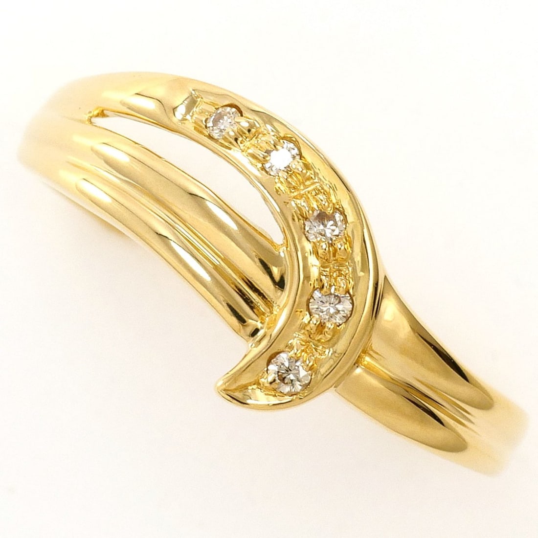 18K (18-karat) Yellow Gold Ring with 0.04ct Diamond, Total Weight 2.2g, Jewelry: --- Catalog ---Category: SizeWidth: 8mm / 0.31''Weight: 2.2g / 0.07oz.JP Size: 11US Size: 6Category: DesignType: Band ringColor: Yellow goldMetal: GoldStone: DiamondGender: WomenMaterial: Yellow gold 