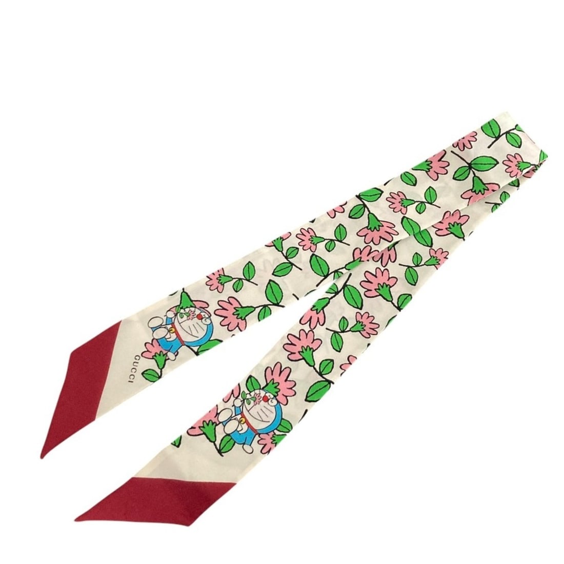 GUCCI Doraemon Silk Flower Print Neck Bow Scarf Muffler 656611 White Multicolor Women's: --- Catalog ---Category: SizeSize (LxW): 88cm x 5cm / 34.64'' x 1.96''Category: DesignType: ScarfColor: Multi-colorGender: WomenCategory: GeneralBrand: Gucci--- Item List ---Section: ConditionRanking: