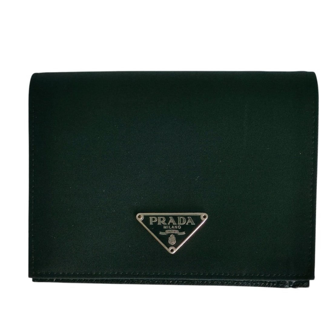 PRADA Triangle Logo Plate Nylon Saffiano Leather Compact Bi-fold Wallet with Box Black Men's (1 of 14)