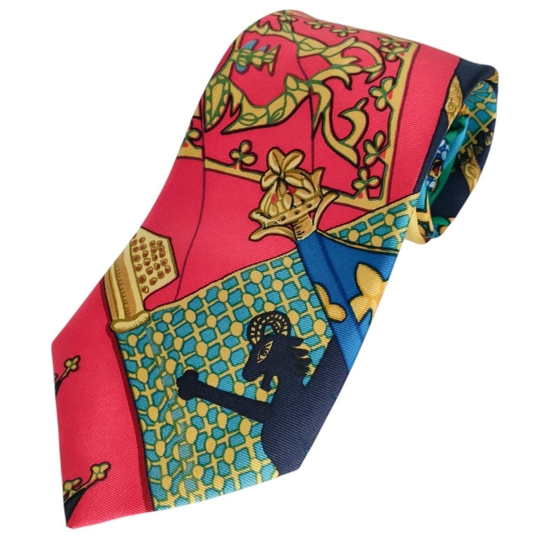 HERMES Vintage Scarf/Muffler Pattern 100% Silk Regular Tie/Necktie Multicolor Men's: --- Catalog ---Category: SizeWidth: 8.5cm / 3.34''Total Length: 140cm / 55.11''Category: DesignType: CravatColor: Multi-colorGender: MenSeason: VintageMaterial: Silk 100%Category: GeneralBrand: Hermes