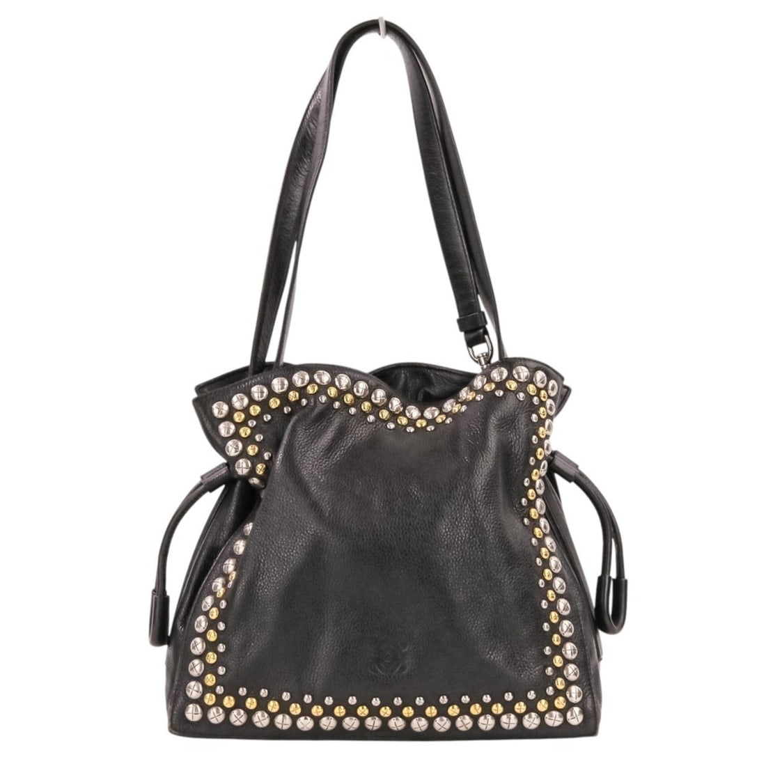 LOEWE Flamenco Studded Leather Shoulder Bag, Black, Women's: --- Catalog ---Category: SizeSize (HxWxD): 27cm x 28cm x 9cm / 10.62'' x 11.02'' x 3.54''Strap Length: 56cm - 113cm / 22.04'' - 44.48''Category: DesignType: Shoulder bagColor: BlackGender: WomenMateri