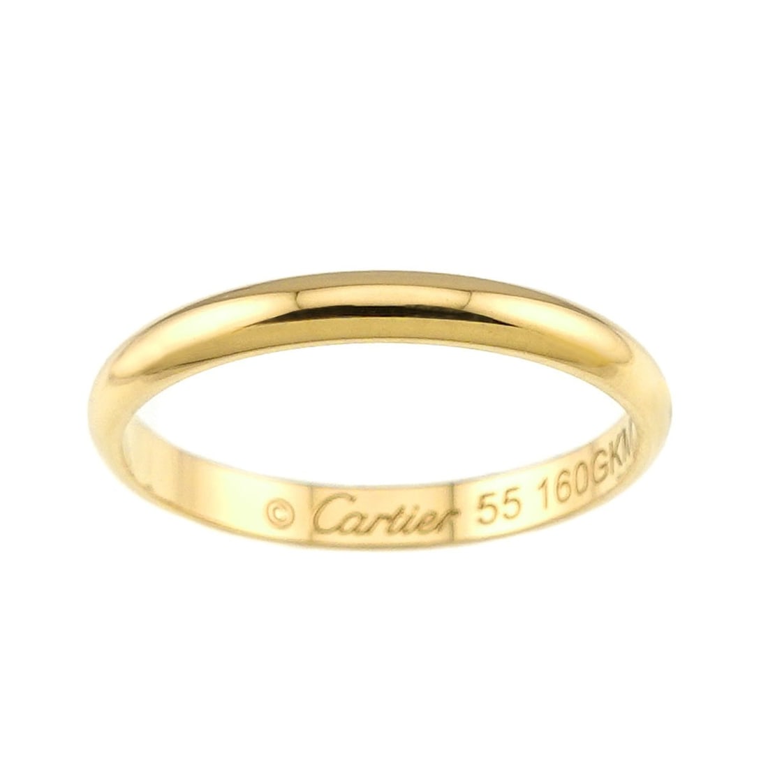 Cartier 1895 Classic Band Ring #55, 2.5mm wide, 18K YG Yellow Gold 750.: --- Catalog ---Category: SizeUS Size: 7.5Brand Size: 55Category: DesignType: Band ringGender: WomenMaterial: Yellow gold (18K)Category: GeneralBrand: Cartier--- Item List ---Section: ConditionRanking: