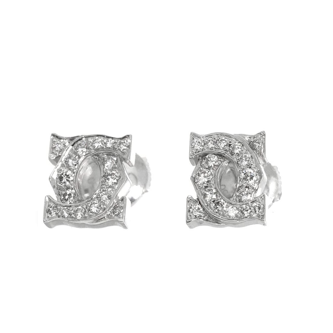 Cartier Entrelacés 2C Diamond Earrings, 18K White Gold (750), Pierced Earrings (1 of 11)
