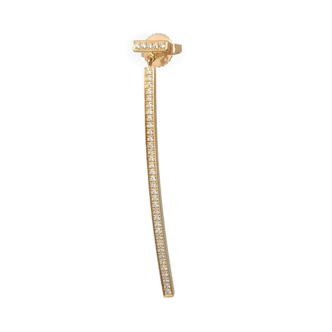 Tiffany & Co. T Wire Bar Diamond Earring, 18K Pink Gold (750), Single Earring (Sold Individually): --- Catalog ---Category: SizeSize (HxWxD): 42.90mm x 6.20mm / 1.69'' x 0.24''Category: DesignType: Drop earringsGender: WomenMaterial: Pink gold (18K)Single earring: YesCategory: GeneralBrand: Tiffany