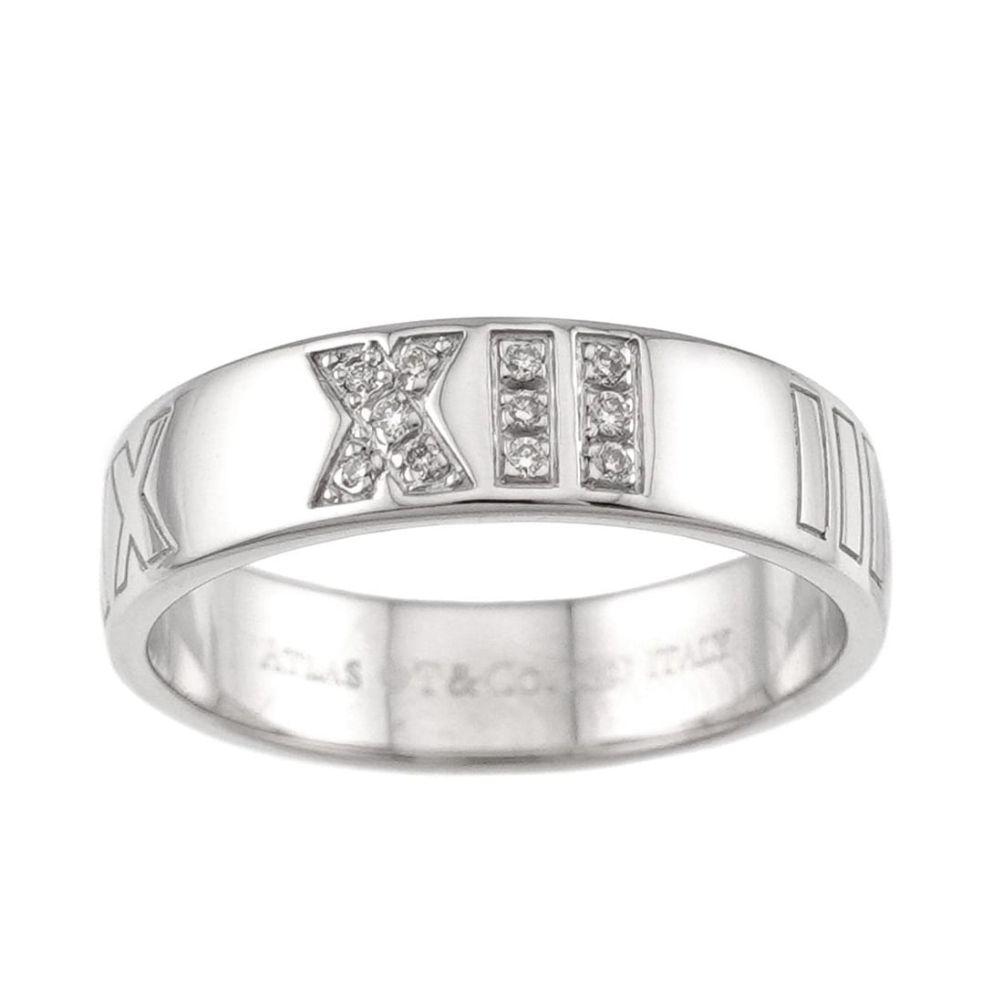 Tiffany & Co. Atlas 1 Diamond Ring, 18K White Gold (750): --- Catalog ---Category: SizeJP Size: 13.5US Size: 6.5Category: DesignType: Band ringGender: WomenMaterial: White gold (18K)Category: GeneralBrand: Tiffany--- Item List ---Section: ConditionRanking: R
