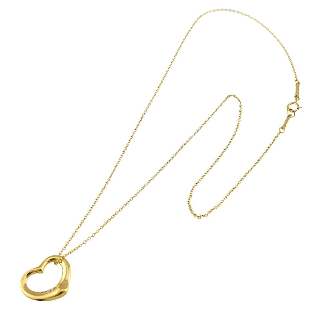 Tiffany & Co. Heart-shaped Diamond Necklace, 16mm Wide, 41cm, 18K Yellow Gold (750) Open Heart: --- Catalog ---Category: SizePendant Size: 13.5mm x 16mm / 0.53'' x 0.62''Neck Circumference: 41 cm / 16.14''Category: DesignGender: WomenMaterial: Yellow gold (18K)Pendant Type: PendantNecklace Type: