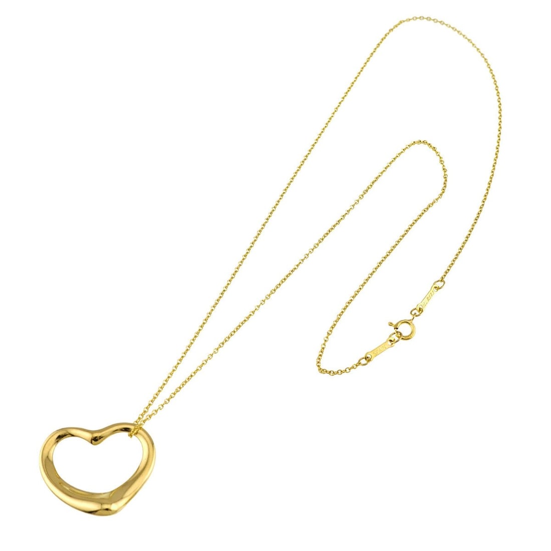Tiffany & Co. Heart Necklace, 21.5mm wide, 40cm length, 18K YG Yellow Gold 750 Open Necklace: --- Catalog ---Category: SizePendant Size: 18.3mm x 21.5mm / 0.72'' x 0.84''Neck Circumference: 40 cm / 15.74''Category: DesignGender: WomenMaterial: Yellow gold (18K)Necklace Type: NecklaceCategory: 