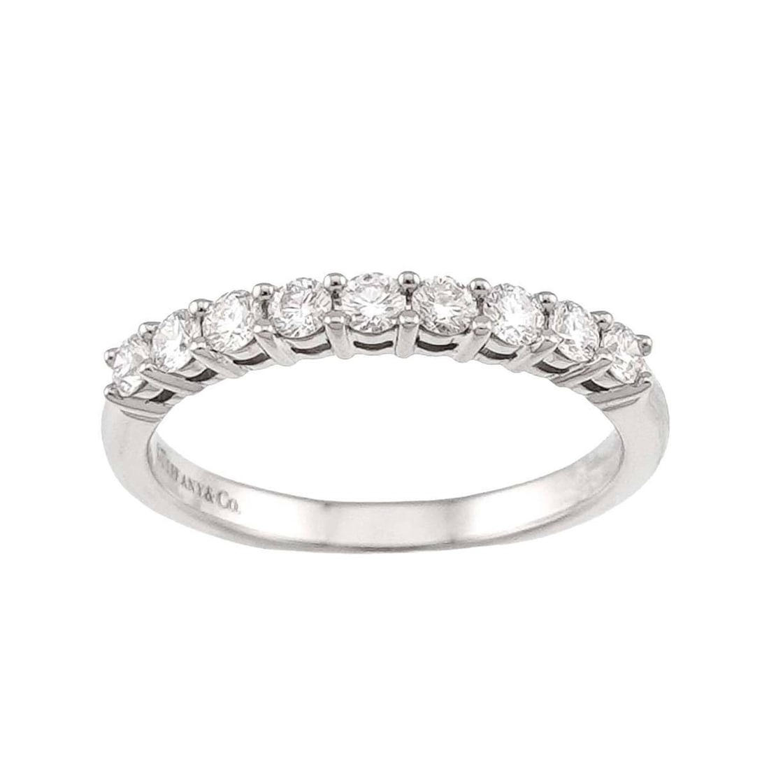 Tiffany & Co. Forever Ring, Half Diamond, 2.2mm Wide, Platinum, Embrace Diamond Ring: --- Catalog ---Category: SizeJP Size: 8US Size: 4.5Category: DesignType: Band ringGender: WomenMaterial: Platinum 950Category: GeneralBrand: Tiffany--- Item List ---Section: ConditionRanking: Rank SA 