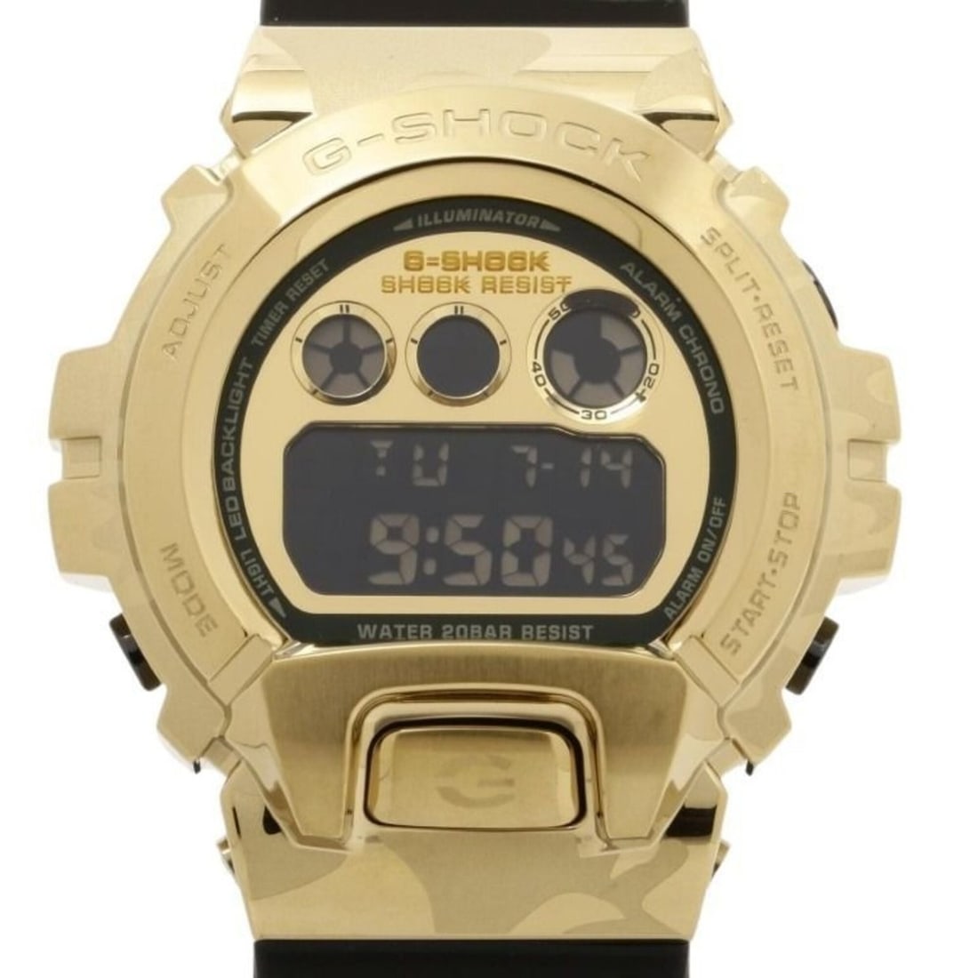CASIO G-SHOCK BOLD CAMO SERIES, AND GOLD DIGITAL 6900 SERIES GM-6900CMG-3JF Gold Camouflage: --- Catalog ---Category: SizeWrist Size: 14.5cm - 21.5cm / 5.7'' - 8.46''Case Diameter: 49.7mm / 1.96''Category: DesignType: WristwatchGender: MenColor (Dial): GoldMaterial (Case): Stainless steelCate