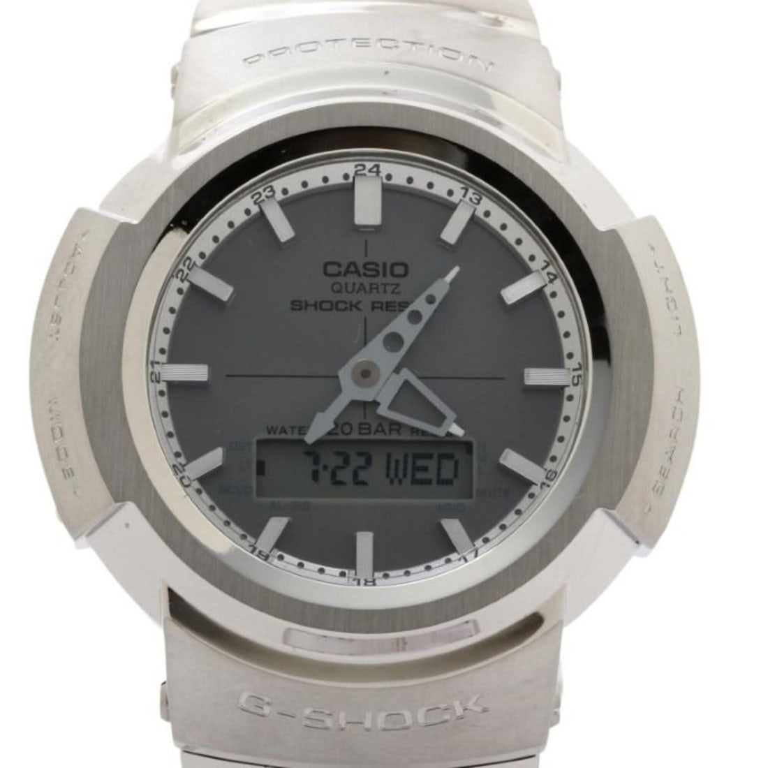 CASIO G-SHOCK FULL METAL AW-500 SERIES AWM-500D-1A8JF Watch, Gray/Silver, Stainless Steel, Metal,: --- Catalog ---Category: SizeWrist Size: 18.5cm / 7.28''Case Diameter: 44.5mm / 1.75''Category: DesignType: WristwatchGender: MenColor (Dial): GrayMaterial (Band): Metal, Stainless steelMaterial (Case