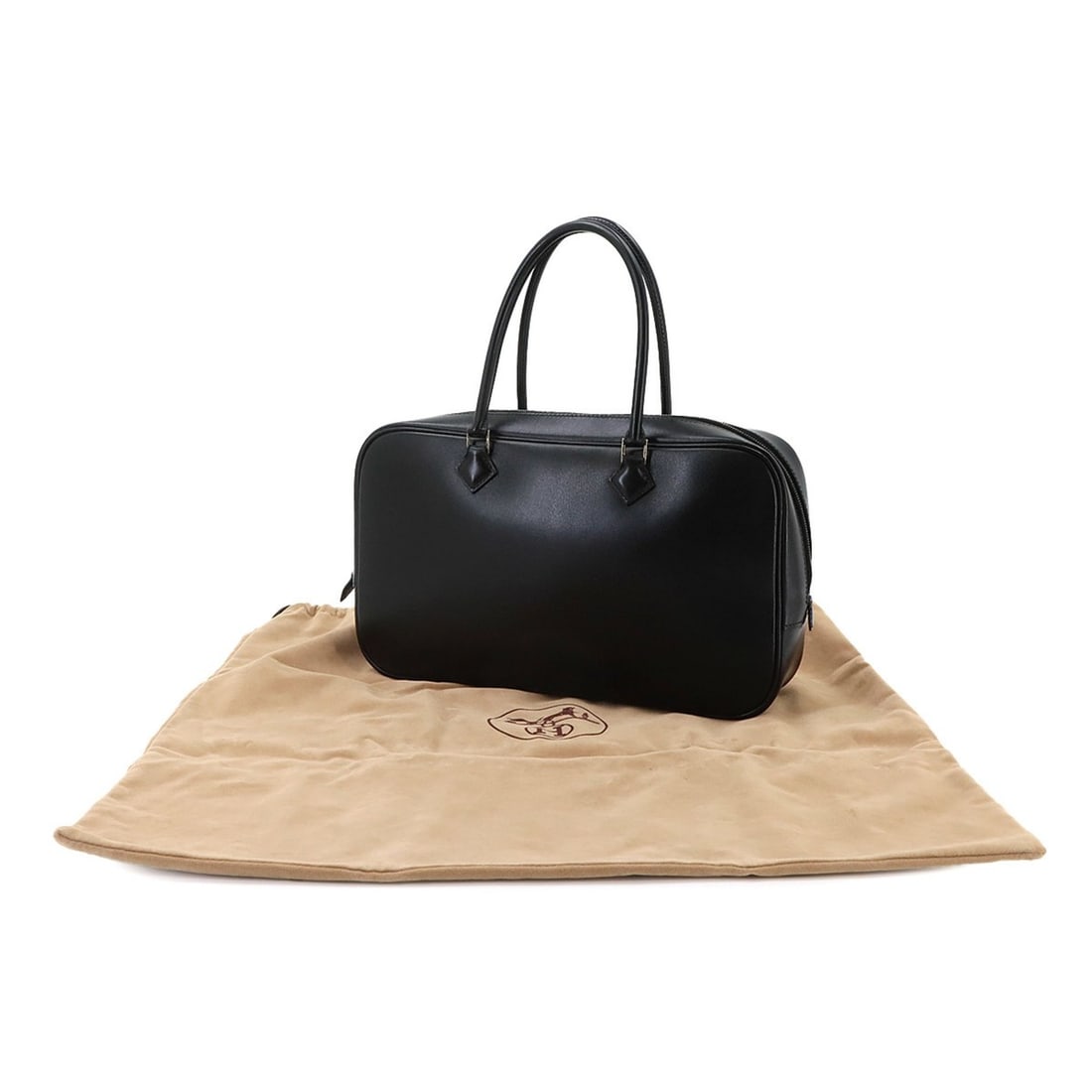 Hermes Plume Elan 28 Handbag, Box Calf Leather, Black, ?D Stamp, Silver Hardware.: --- Catalog ---Category: SizeSize (HxWxD): 16.5cm x 28cm x 6cm / 6.49'' x 11.02'' x 2.36''Category: DesignType: HandbagColor: BlackGender: WomenMaterial: Box calf leather Category: GeneralBrand: Herme