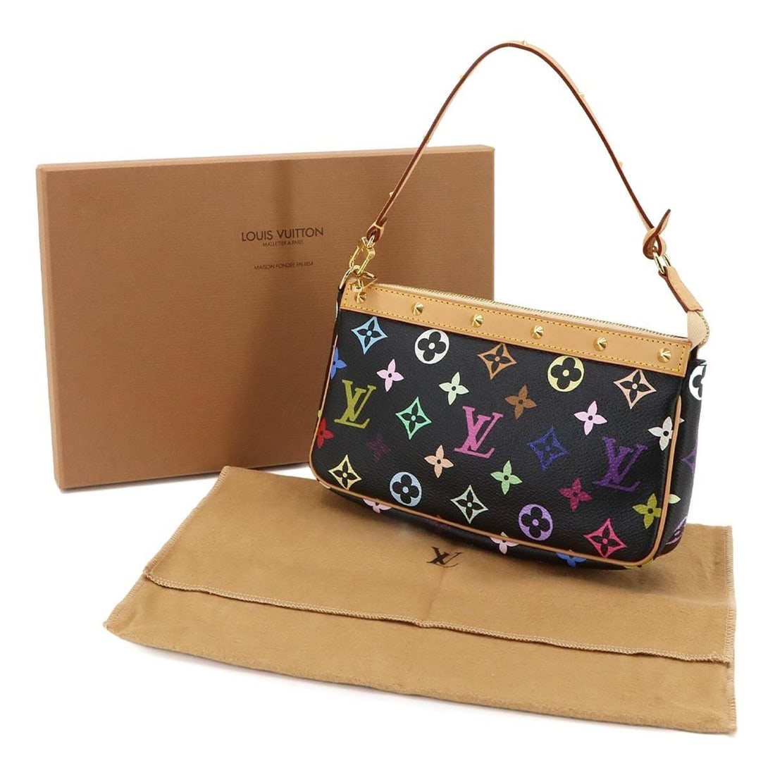 Louis Vuitton Monogram Multicolor Pochette Accessoires Handbag Noir M92648 (1 of 12)