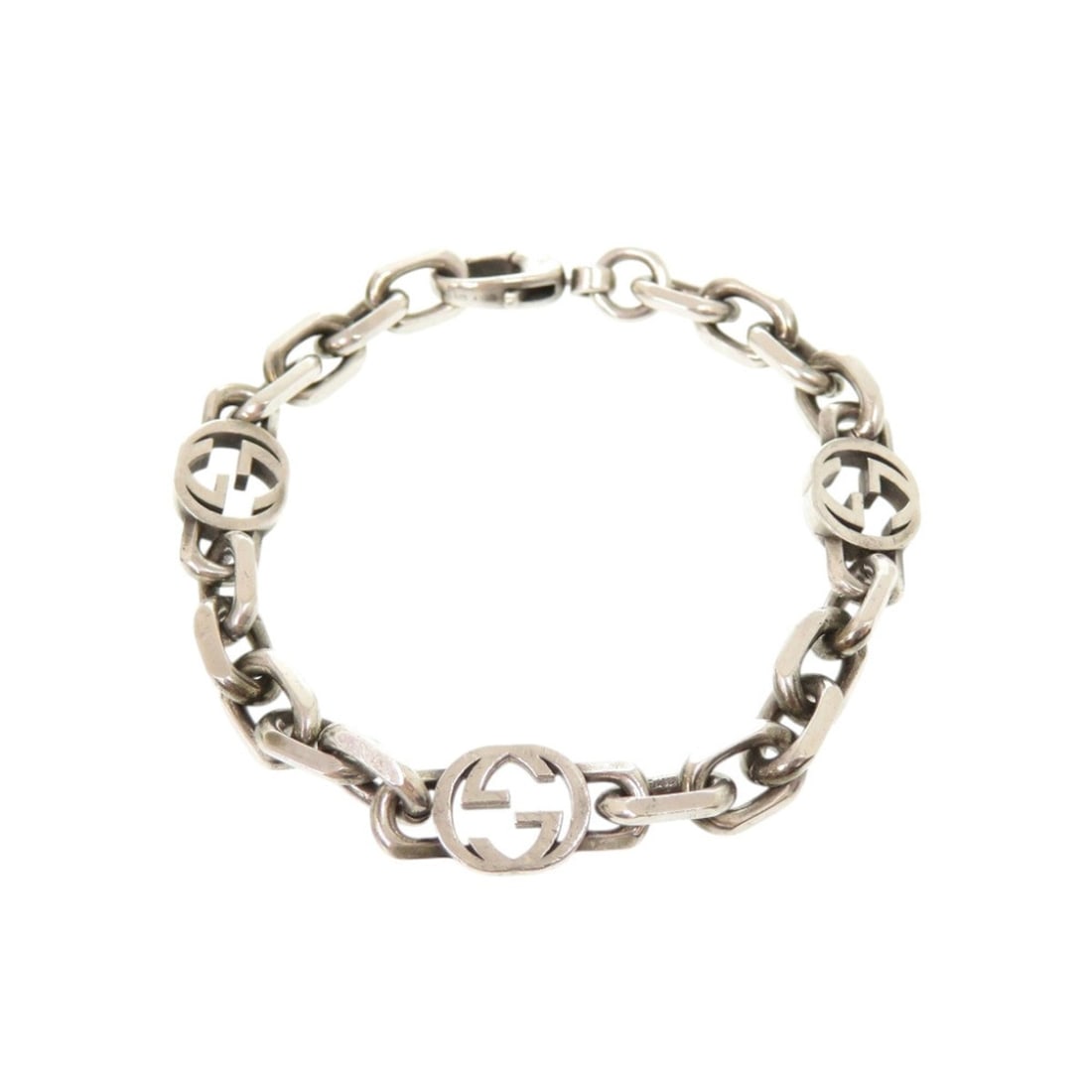 Gucci Interlocking Chain Sterling Silver 925 Bracelet 1081GUCCI: --- Catalog ---Category: SizeLength: 17cm / 6.69''Category: DesignType: Charm braceletColor: SilverGender: WomenMaterial: Silver 925Category: GeneralBrand: GucciCountry of Origin: Italy--- Item List -