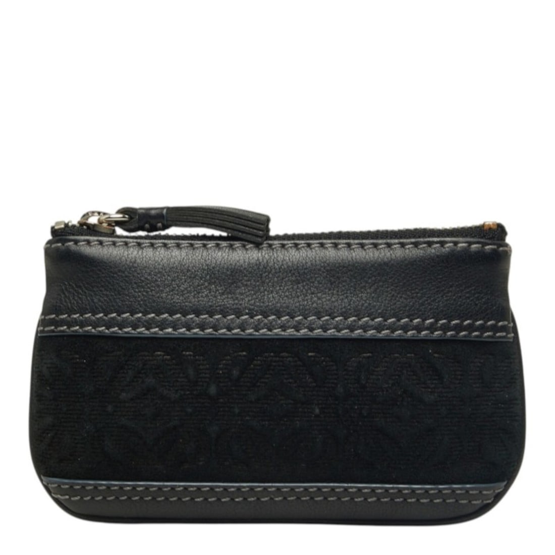 Loewe Anagram Wallet/Coin Purse, Black Leather/Suede, Women's: --- Catalog ---Category: SizeSize (HxWxD): 7cm x 12.5cm x 5.00mm / 2.75'' x 4.92'' x 0.19''Category: DesignType: Coin purse/coin caseColor: BlackGender: WomenMaterial: Leather Category: GeneralBrand: