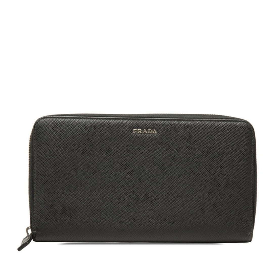 Prada Logo Long Wallet, Round Zipper, Black Leather, Women's PRADA (1 of 16)