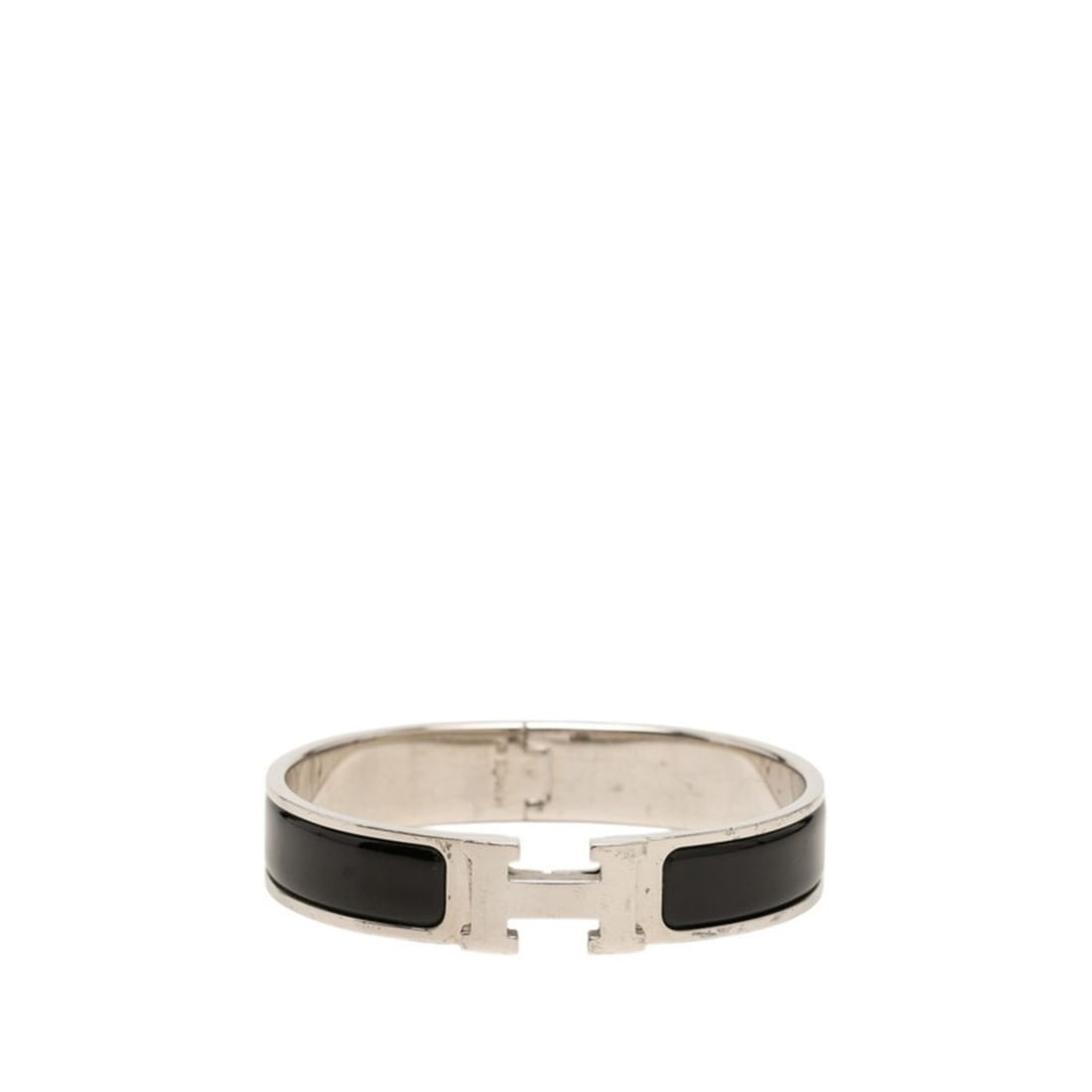 Hermes Click H PM Bracelet, Silver, Black Metal Enamel, Women's (1 of 16)