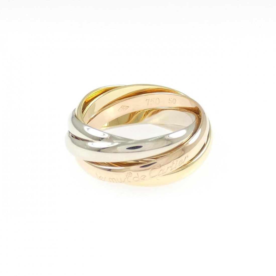 Cartier Trinity Ring: --- Catalog ---Category: SizeUS Size: 5.5Brand Size: 50Category: DesignType: Band ringGender: WomenMaterial: Pink gold (18K), White gold (18K), Yellow gold (18K)Category: GeneralBrand: Cartier--- Item