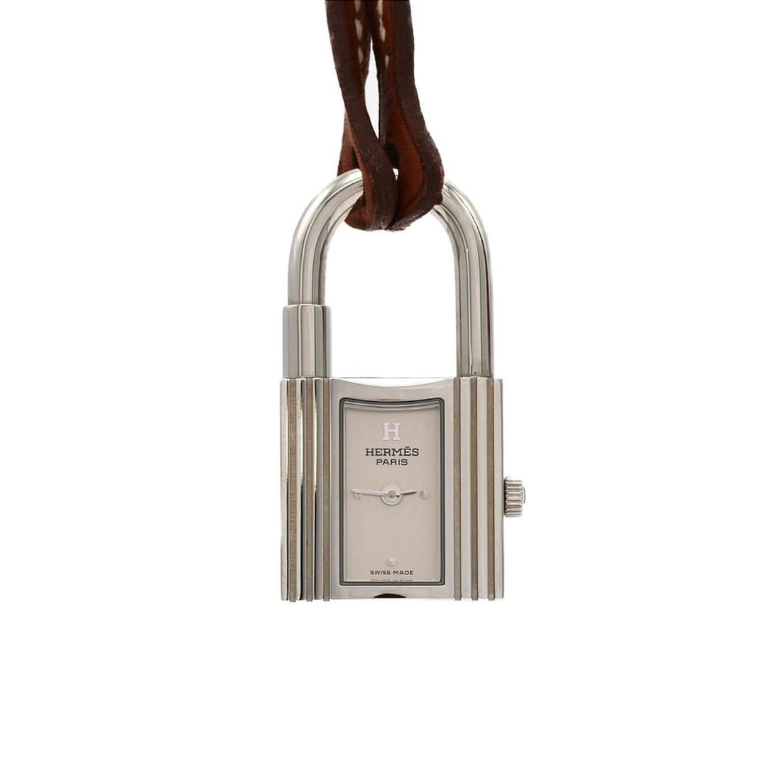 Hermes Kelly Clochette KE1.210 SS Quartz Watch: --- Catalog ---Category: SizeCase Diameter: 20mm / 0.79''Category: DesignType: WristwatchGender: WomenColor (Dial): SilverMaterial (Case): Stainless steelCategory: GeneralMPN: KE1.210Brand: