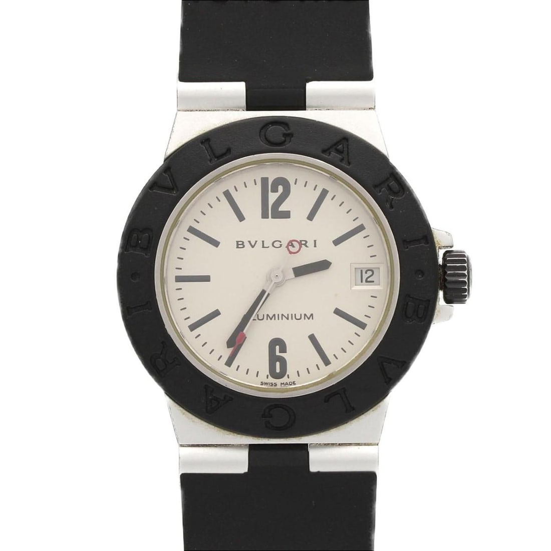Bulgari Aluminum AL32A Quartz Watch: --- Catalog ---Category: SizeCase Diameter: 32mm / 1.26''Category: DesignType: WristwatchGender: Women,MenColor (Dial): SilverMaterial (Band): RubberMaterial (Case): AluminumCategory: GeneralBrand: Bv