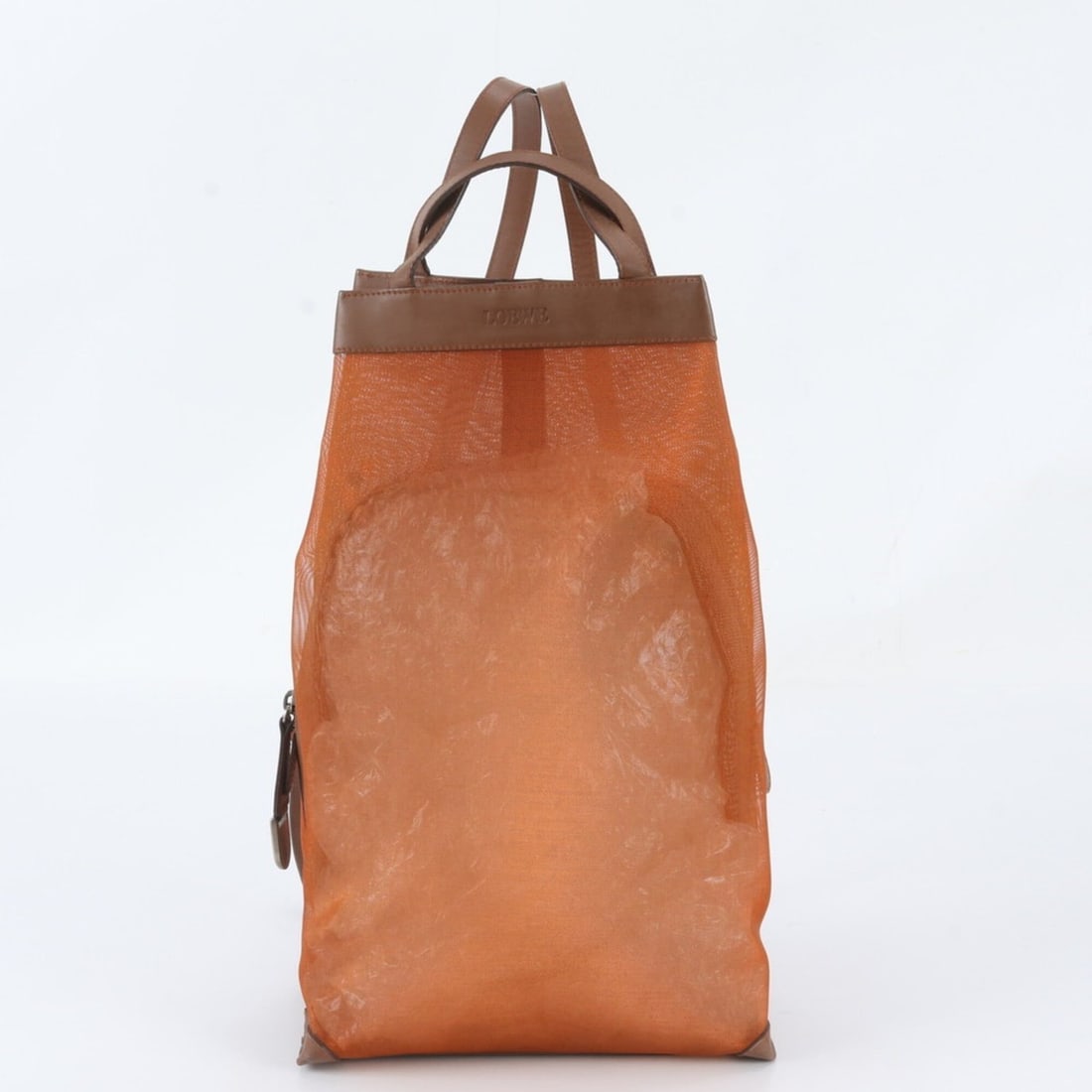 Loewe Mesh Leather Backpack, Rucksack, Shoulder Bag for Women: --- Catalog ---Category: SizeSize (HxWxD): 39cm x 23cm x 9cm / 15.35'' x 9.05'' x 3.54''Category: DesignType: Backpack, Shoulder bagColor: Brown, OrangeGender: WomenMaterial: Leather Category: General