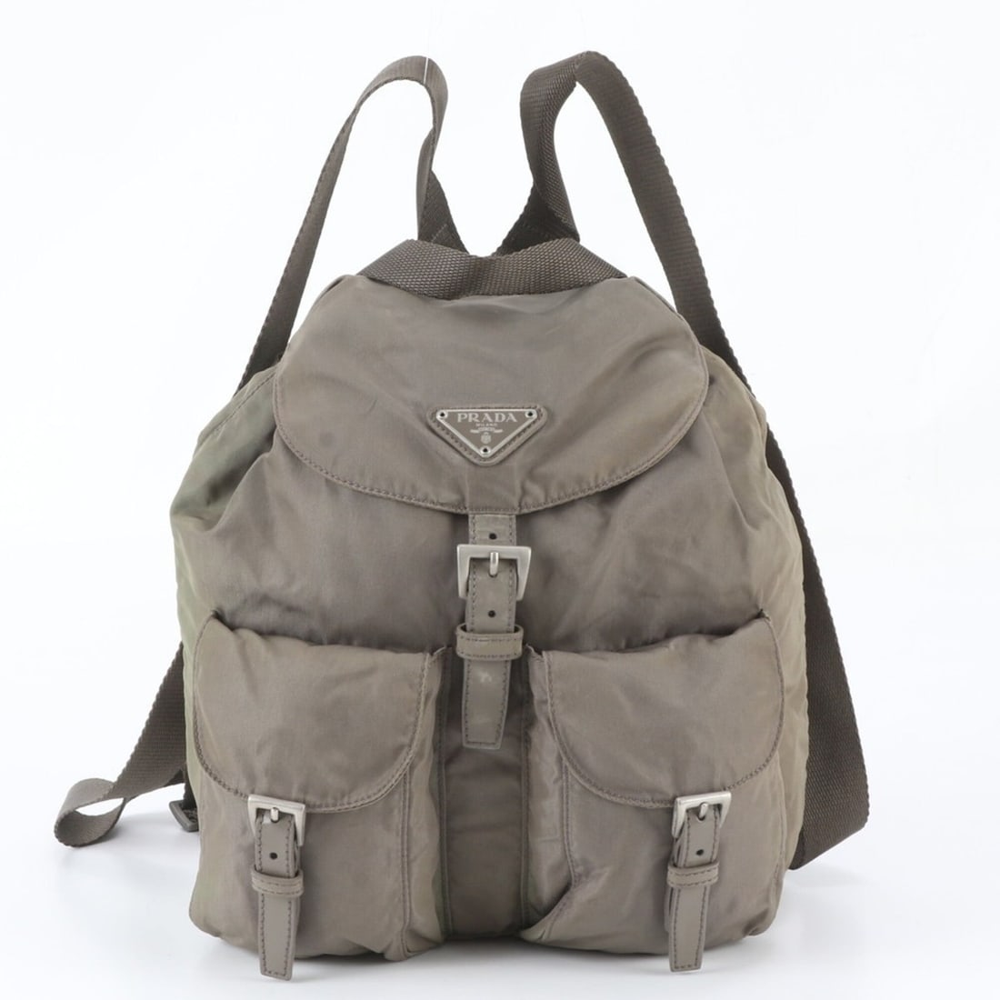 Prada Tessuto Nylon Triangle Logo Leather Backpack for Women (1 of 14)