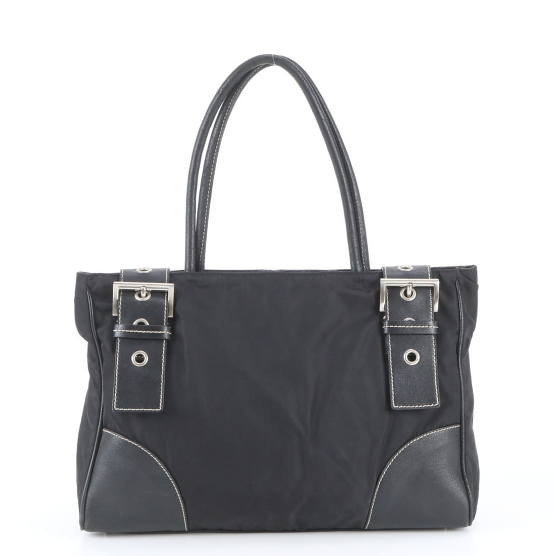 Prada Tessuto Nylon Leather Tote Bag Shoulder Handbag Black Women's: --- Catalog ---Category: SizeSize (HxWxD): 23cm x 37cm x 10cm / 9.05'' x 14.56'' x 3.93''Category: DesignType: Handbag, Shoulder bag, Tote bagColor: BlackGender: WomenMaterial: Leather , Nylon Categor