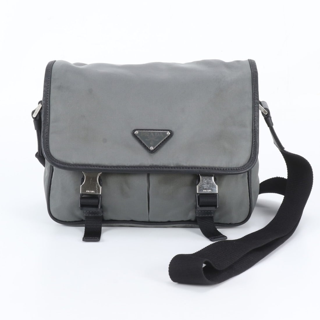 Prada Tessuto Nylon Triangle Logo Shoulder Bag Messenger Bag, Gray, Men's (1 of 16)