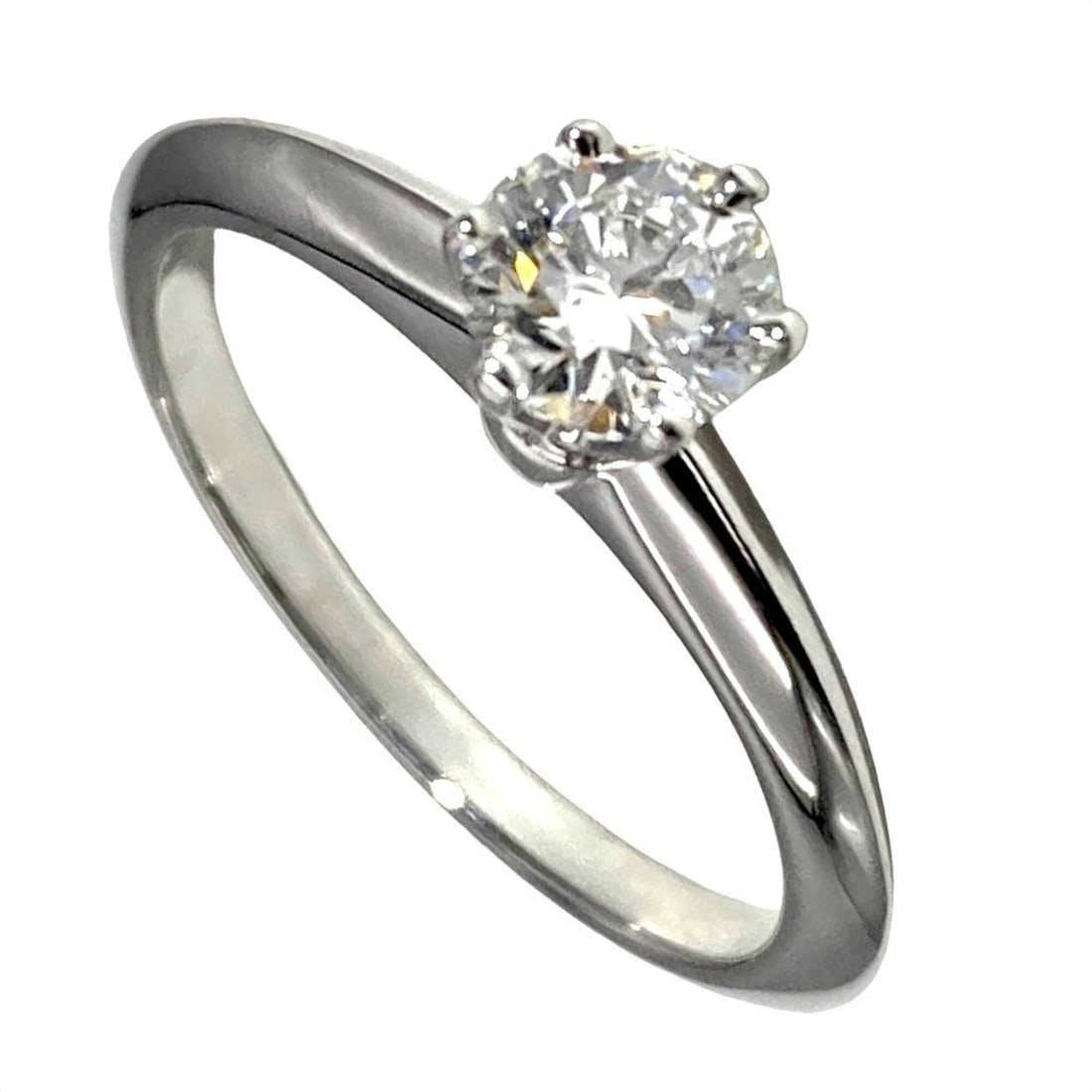 Tiffany & Co. Solitaire Ring, Diamond 0.40ct, Approx. 3.3g, Platinum 950, G VVS1, Women's. (1 of 9)