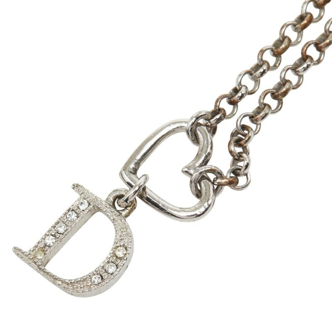 Christian Dior Dior Chain Pendant Necklace, Silver Metal Rhinestone, Women's: --- Catalog ---Category: SizePendant Size: 10.4mm x 21.6mm / 0.4'' x 0.85''Neck Circumference: 43 cm / 16.92''Category: DesignColor: SilverGender: WomenMaterial: Metal, RhinestoneNecklace Type: