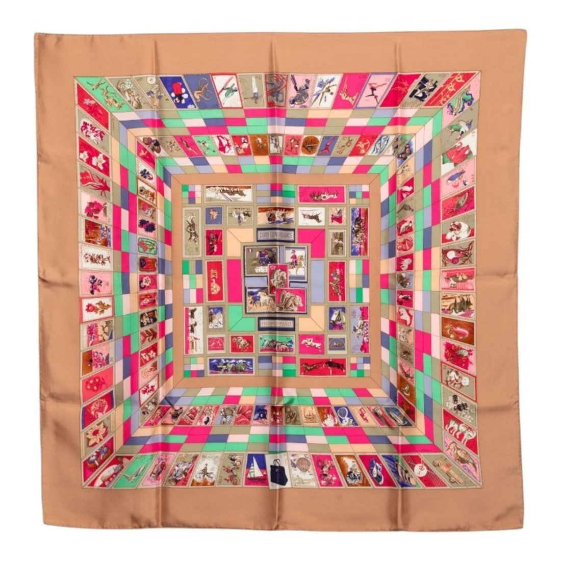Hermes Carre 90 Correspondence Stamp Animal Horse Scarf Muffler Beige Multicolor Silk Women's HERMES: --- Catalog ---Category: SizeSize (LxW): 89cm x 87cm / 35.03'' x 34.25''Category: DesignType: ScarfColor: Beige, Multi-colorGender: WomenMaterial: Silk Category: GeneralBrand: Hermes--- Item List
