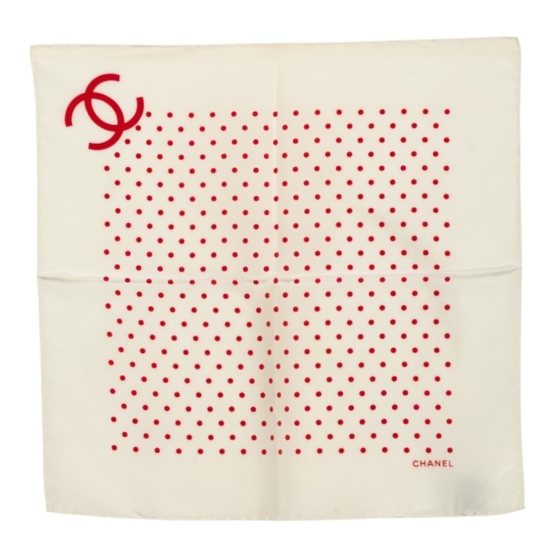 Chanel Coco Mark Scarf Muffler Red Ivory Silk Women's CHANEL: --- Catalog ---Category: SizeSize (LxW): 43cm x 42cm / 16.92'' x 16.53''Category: DesignType: ScarfColor: Ivory, Red colorGender: WomenMaterial: Ivory Category: GeneralBrand: Chanel--- Item List